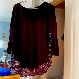 Dark purple LOFT mixed media shirt